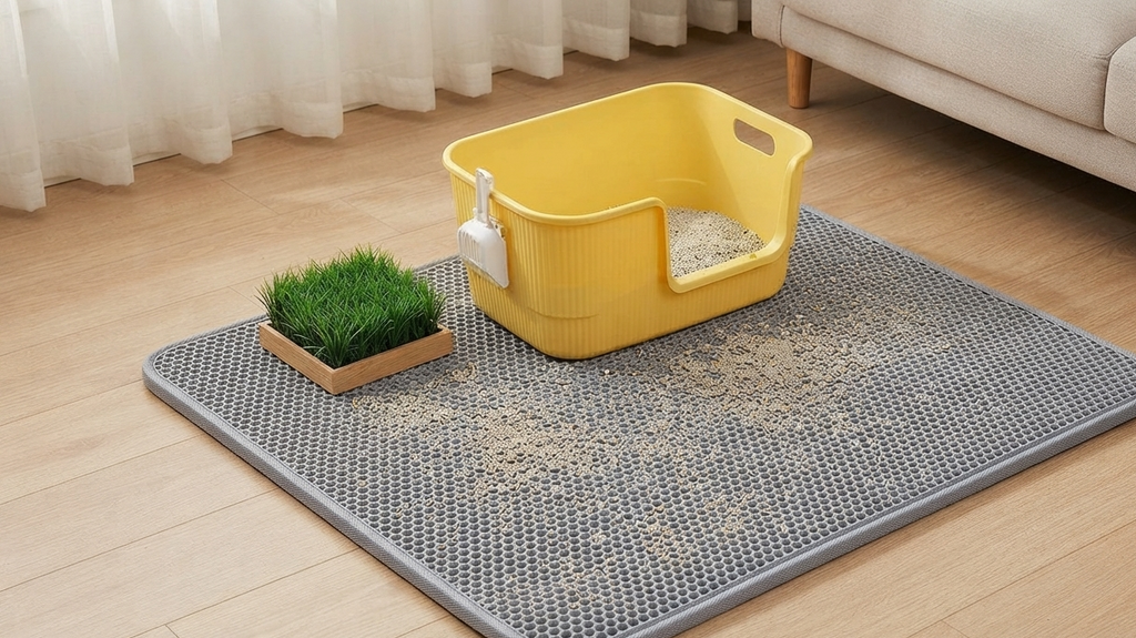 Alfombrilla Recoge Arena para Gatos - Tapete Sanitario Doble Capa Antideslizante