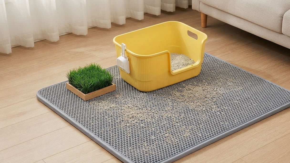 Alfombrilla Recoge Arena para Gatos - Tapete Sanitario Doble Capa Antideslizante