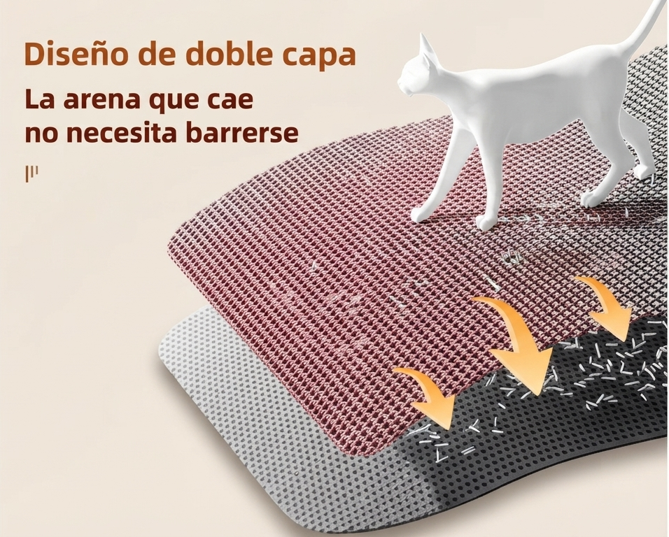 Alfombrilla Recoge Arena para Gatos - Tapete Sanitario Doble Capa Antideslizante