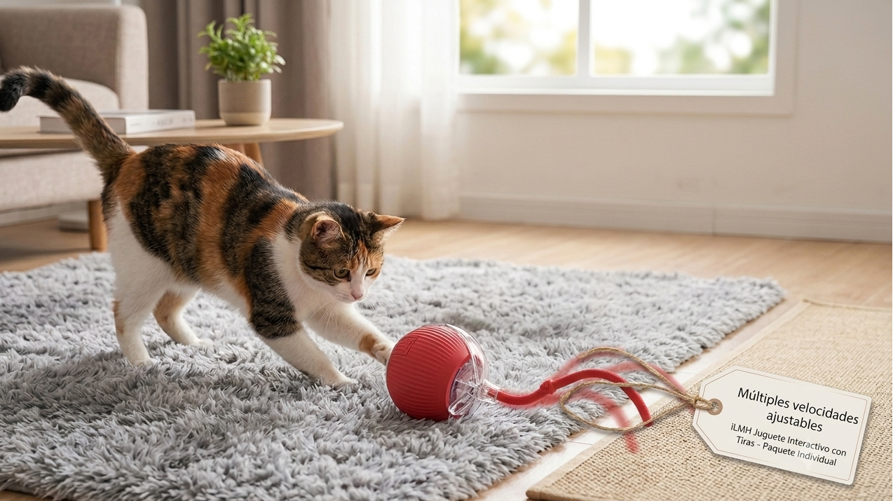 Juguete Interactivo para Gatos con Pelota Automática y Cuerda Móvil