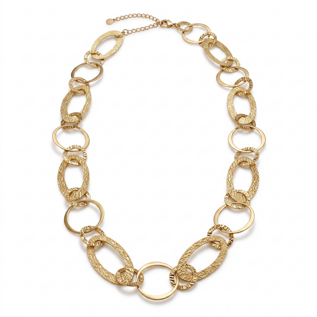 Collar de Eslabones Grandes Ovalados Dorados