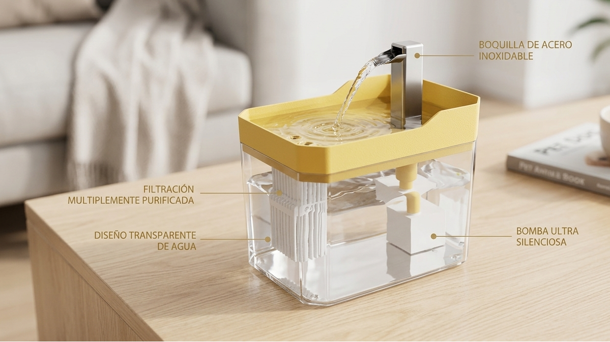 Fuente de agua para gatos, filtro automático, bebedero transparente para gatos, USB, antiseco, filtrado recircular, dispensador de agua con bomba