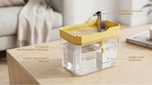 Fuente de agua para gatos, filtro automático, bebedero transparente para gatos, USB, antiseco, filtrado recircular, dispensador de agua con bomba